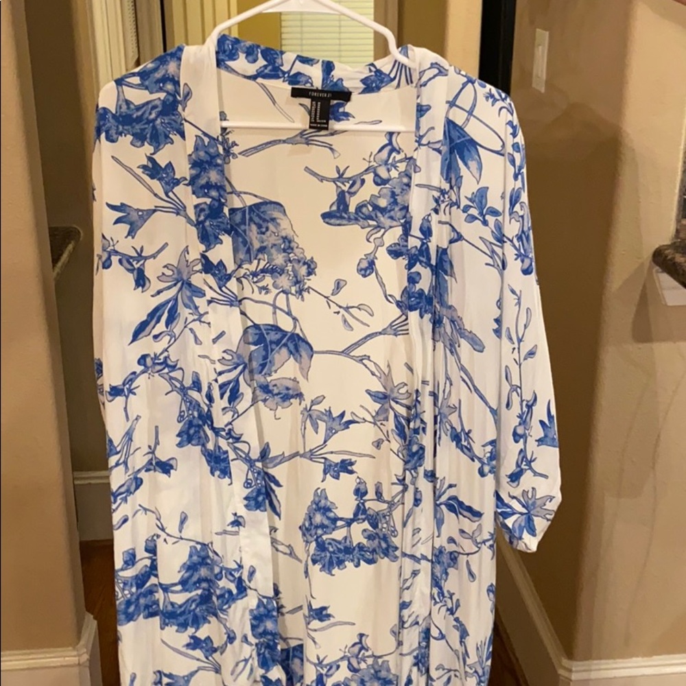 Blue & white Forever 21 Kimono